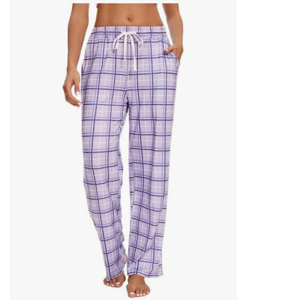 Purple Plaid Lounge Pajama Pants Women’s Large NWT